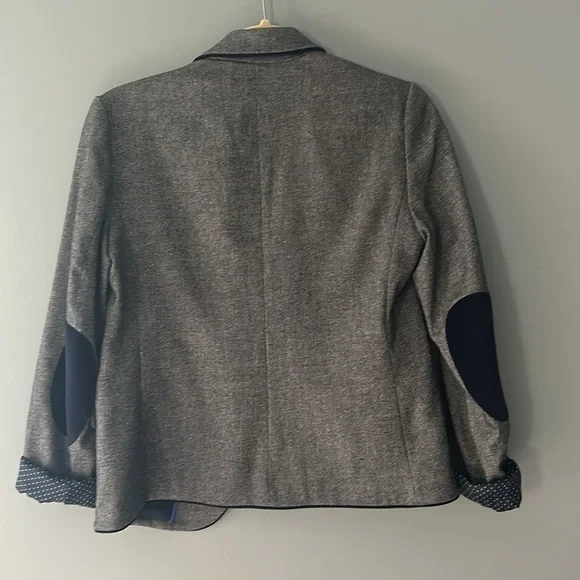 -Gap Grey & Navy Piped Elbow Patch Academy Blazer 0 - Picture 7 of 7